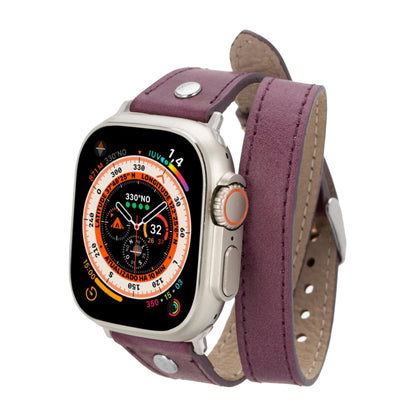 Basin Double Tour Leather Bands for Apple Watch 9, Ultra 2 and SE-6