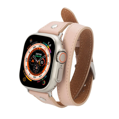 Basin Double Tour Leather Bands for Apple Watch 9, Ultra 2 and SE-4