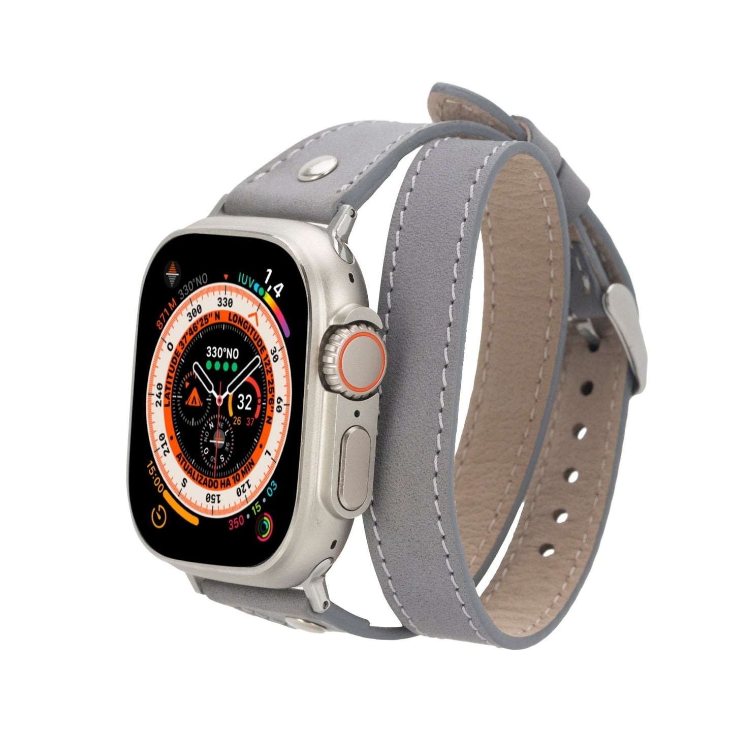 Basin Double Tour Leather Bands for Apple Watch 9, Ultra 2 and SE-5