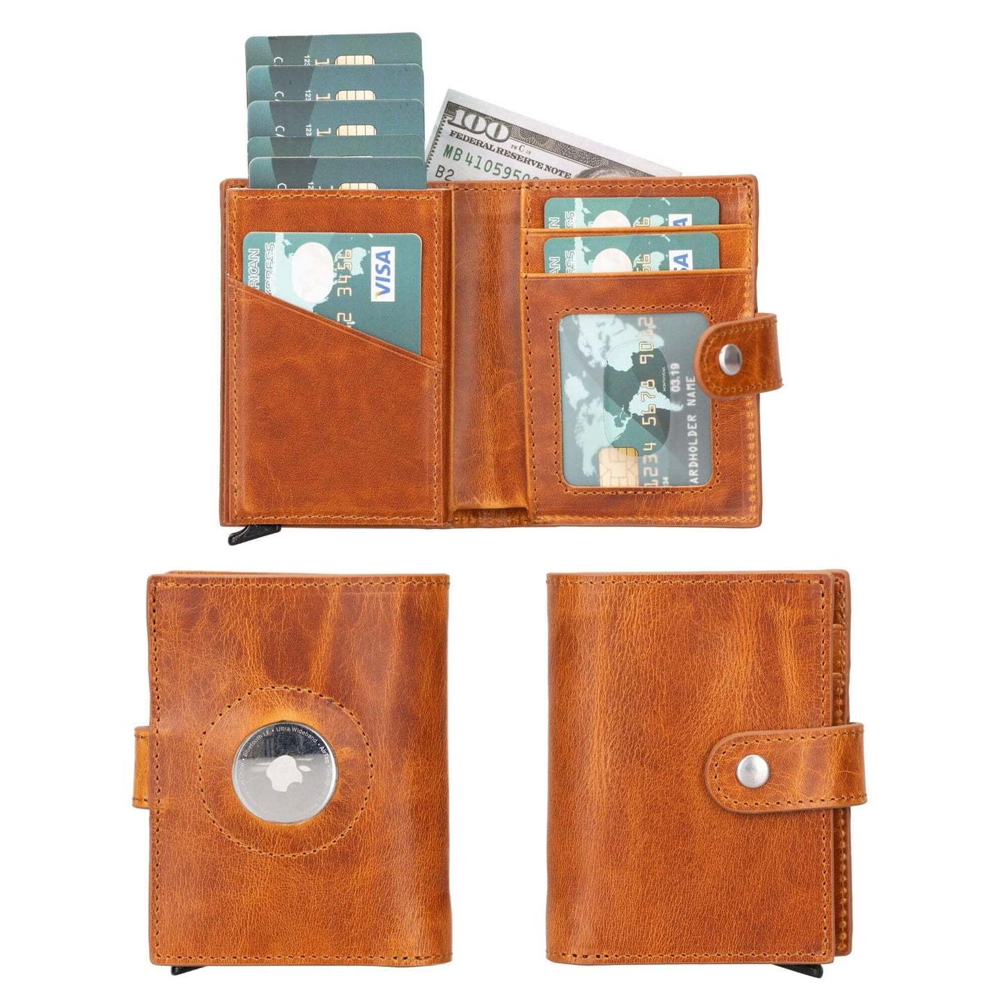 Douglas Leather Pop-Up Cardholder with Compatible Apple AirTag-7