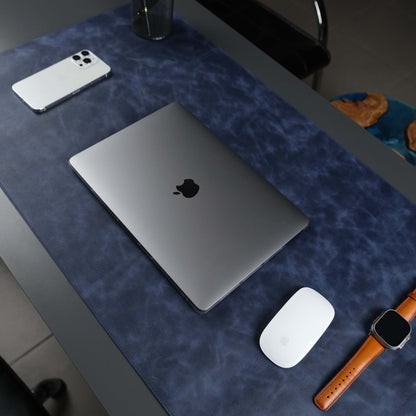 Jersey Navy Blue Leather Desk Pad for Office and Home-0