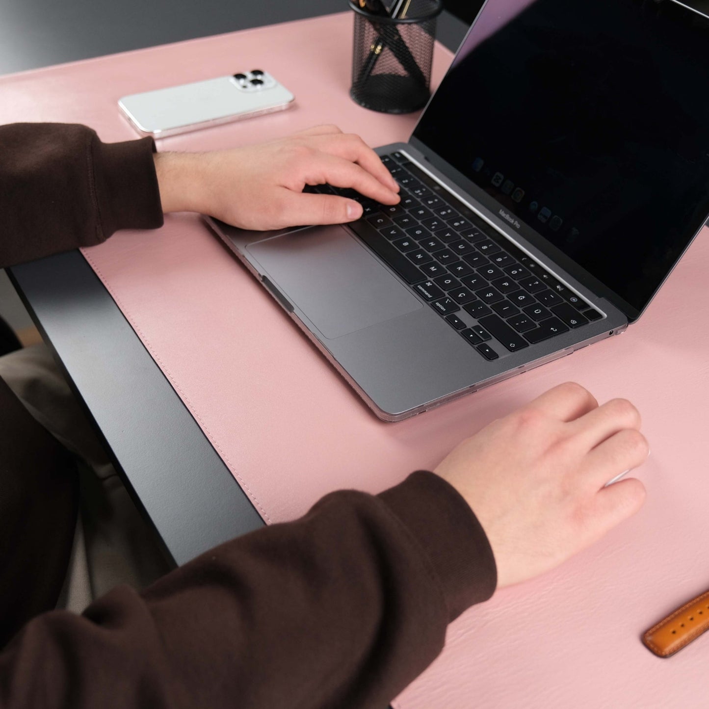 Jersey Pink Leather Desk Pad for Office and Home-1