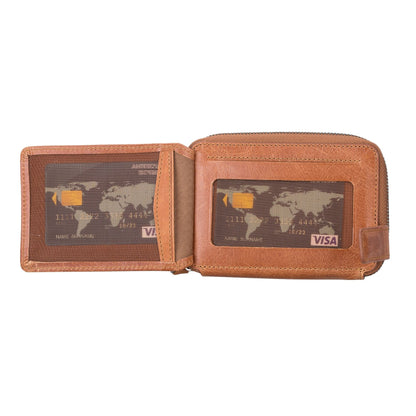 Powell Handmade Unisex Leather Wallet with Zippered Compartment-2