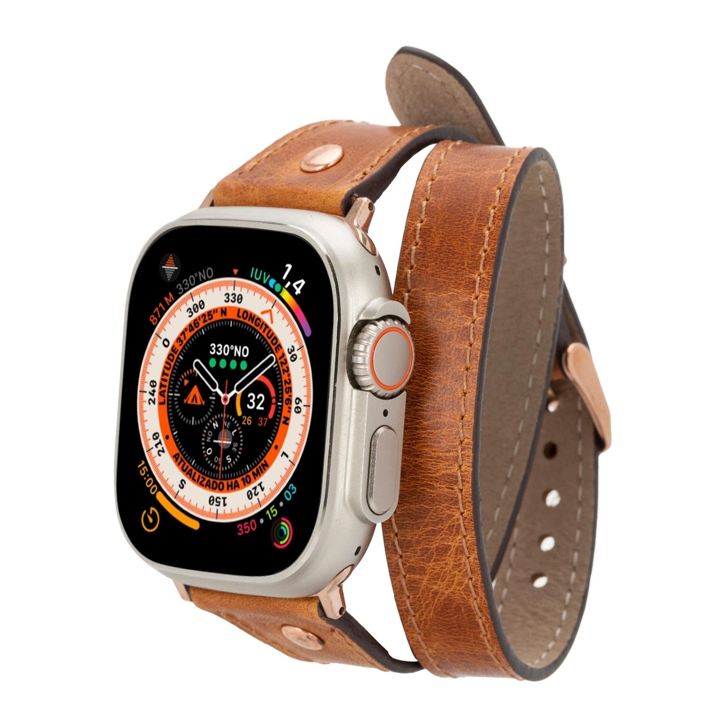 Syracuse Double Tour Leather Bands for Apple Watch 9, Ultra 2 and SE-7